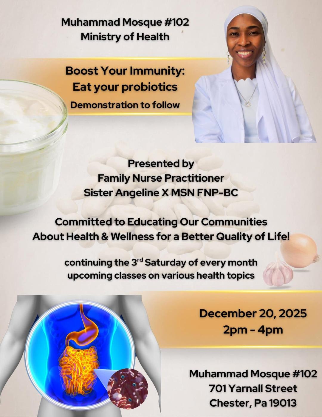Sis. Angeline X on flyer for Boost Your Immunity event